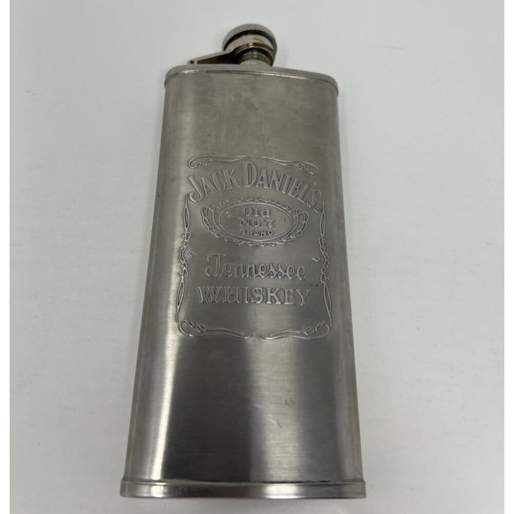 Jack Daniels Tennessee Whiskey Old No. 7 Hip Flask Stainless Steel 5oz